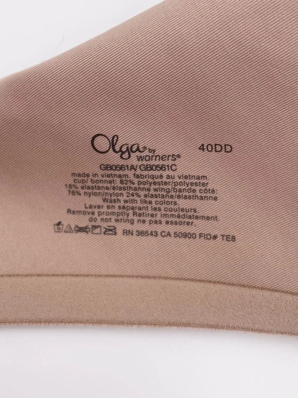 Olga by Warner's No Side Effects Full-Figure Contour Bra Size 40DD Tan GB0561A
